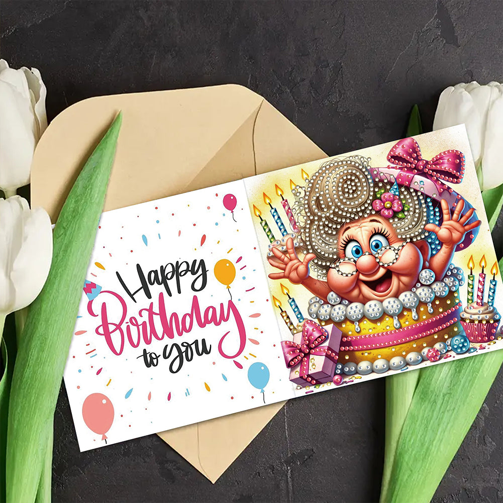 6PCS DIY Rhinestone Diamond Art Mosaic Postcards for Festivals and Celebrations