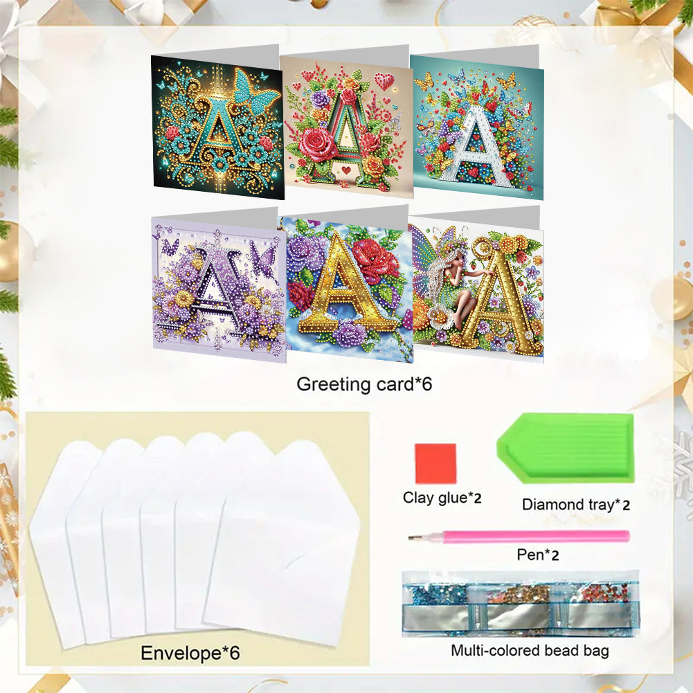 6PCS DIY Rhinestone Diamond Art Mosaic Postcards for Festivals and Celebrations