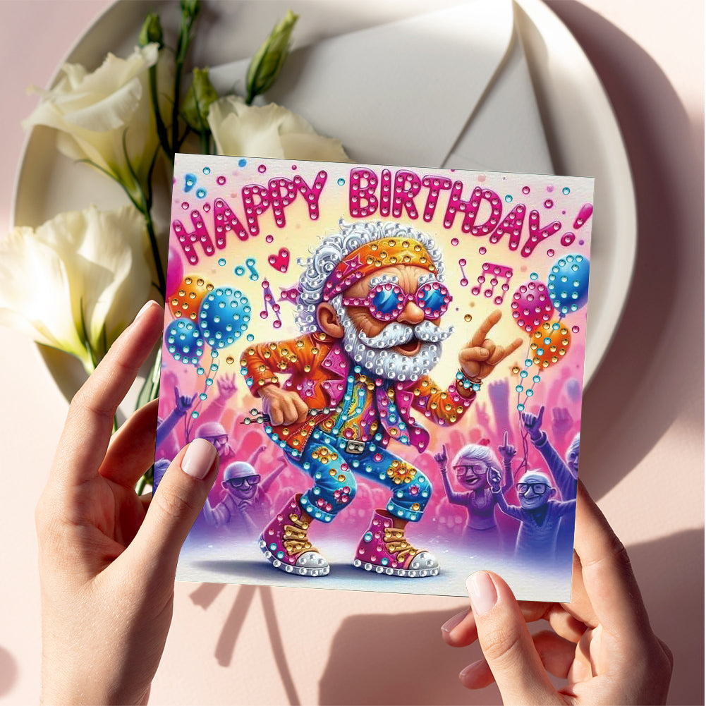 6PCS DIY Rhinestone Diamond Art Mosaic Postcards for Festivals and Celebrations