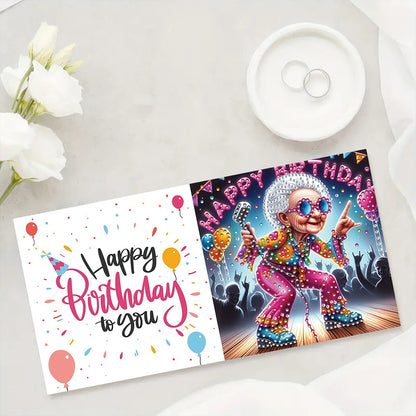 6PCS DIY Rhinestone Diamond Art Mosaic Postcards for Festivals and Celebrations
