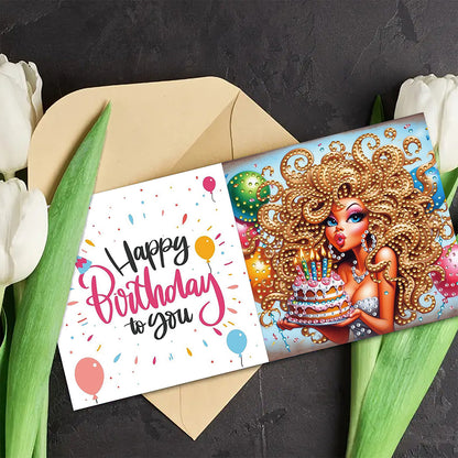 6PCS DIY Rhinestone Diamond Art Mosaic Postcards for Festivals and Celebrations
