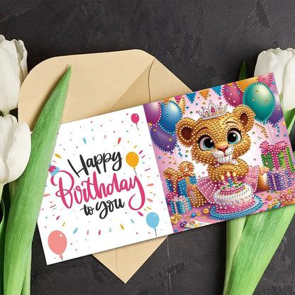 6PCS DIY Rhinestone Diamond Art Mosaic Postcards for Festivals and Celebrations