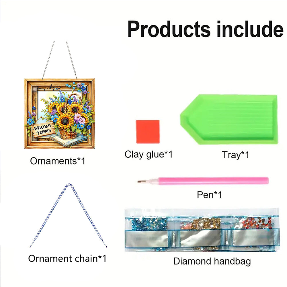 2D Flat Acrylic DIY Hanging Diamond Art Kits Special Shape Wall Door Decoration