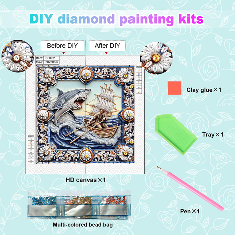 Shark - Special Shaped Drill Diamond Painting 30*30CM