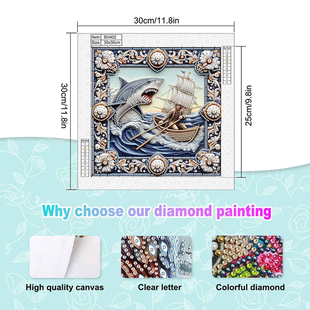 Shark - Special Shaped Drill Diamond Painting 30*30CM