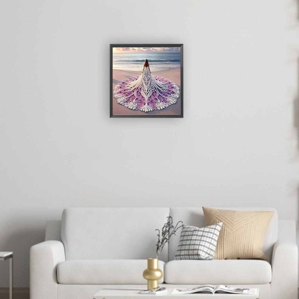 Gorgeous Skirt Girl - Special Shaped Drill Diamond Painting 30*30CM