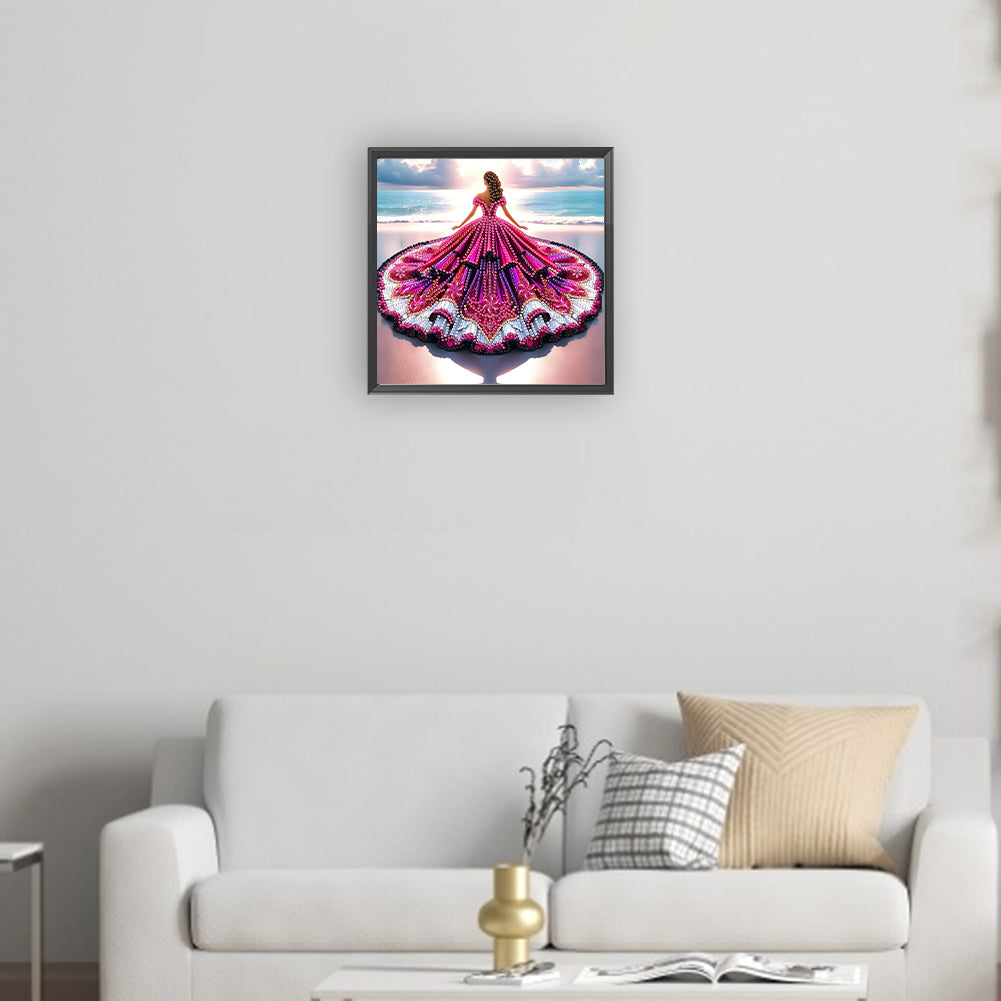 Gorgeous Skirt Girl - Special Shaped Drill Diamond Painting 30*30CM