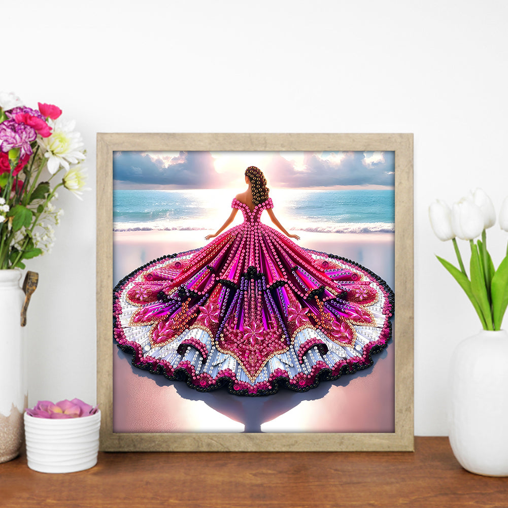 Gorgeous Skirt Girl - Special Shaped Drill Diamond Painting 30*30CM