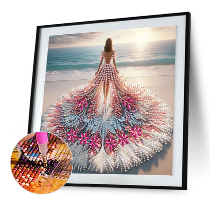 Gorgeous Skirt Girl - Special Shaped Drill Diamond Painting 30*30CM