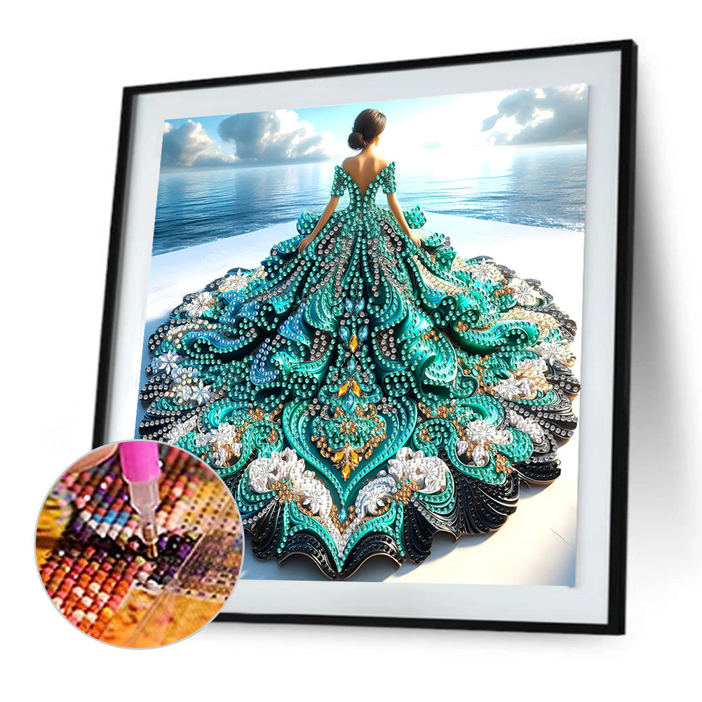 Gorgeous Skirt Girl - Special Shaped Drill Diamond Painting 30*30CM