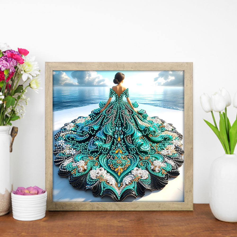 Gorgeous Skirt Girl - Special Shaped Drill Diamond Painting 30*30CM