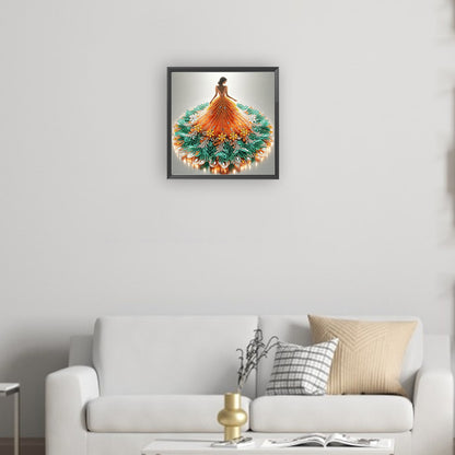 Gorgeous Skirt Girl - Special Shaped Drill Diamond Painting 30*30CM