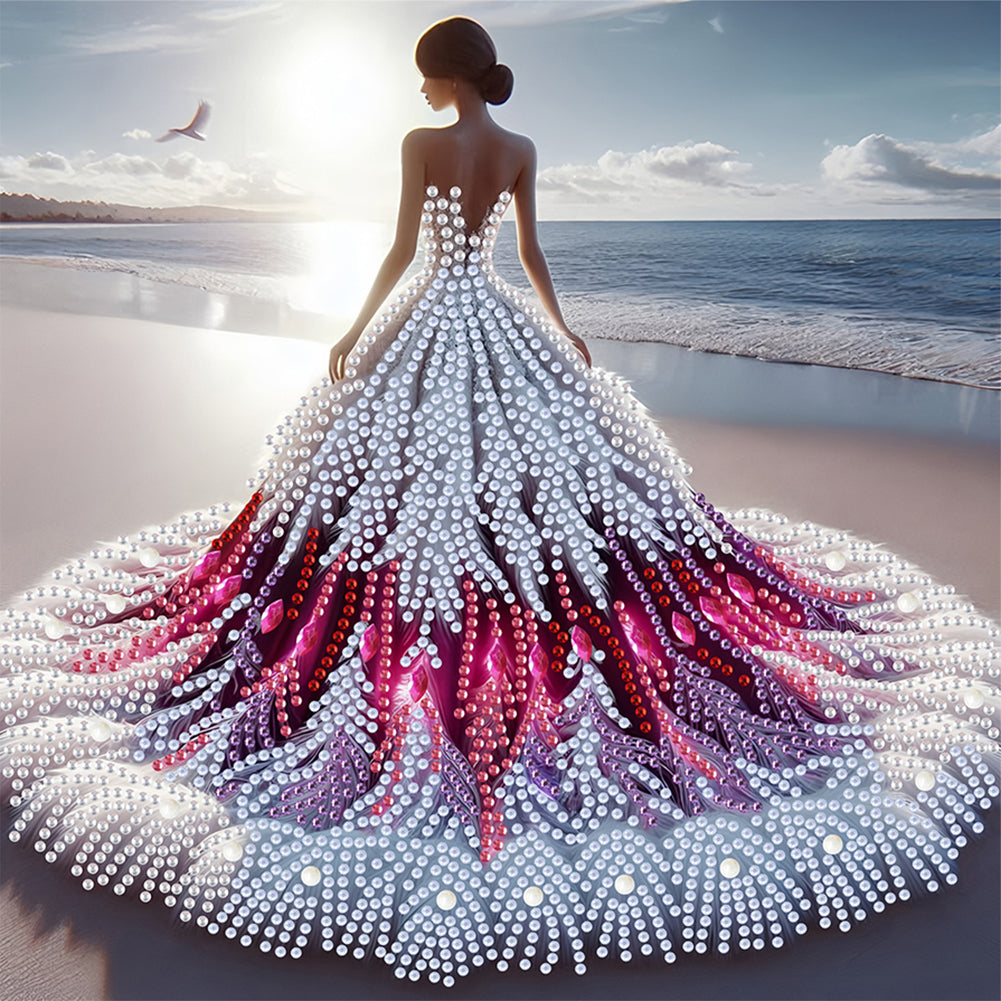 Gorgeous Skirt Girl - Special Shaped Drill Diamond Painting 30*30CM