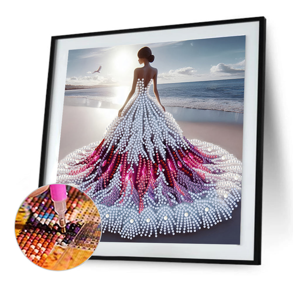 Gorgeous Skirt Girl - Special Shaped Drill Diamond Painting 30*30CM