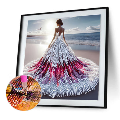Gorgeous Skirt Girl - Special Shaped Drill Diamond Painting 30*30CM