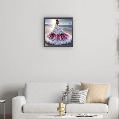 Gorgeous Skirt Girl - Special Shaped Drill Diamond Painting 30*30CM