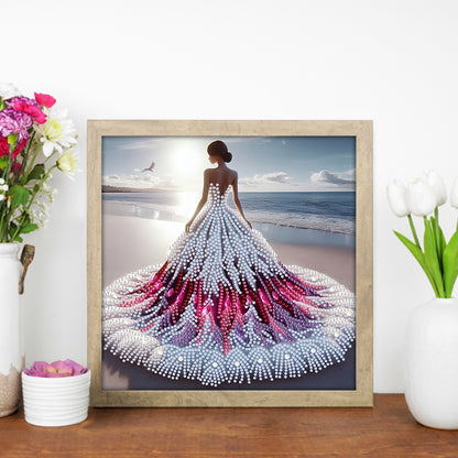 Gorgeous Skirt Girl - Special Shaped Drill Diamond Painting 30*30CM