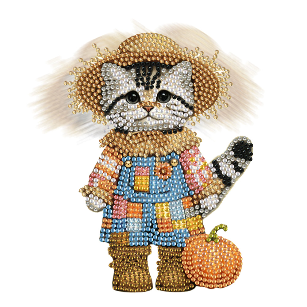 2D Flat Print Cat DIY Shaking Head Desktop Diamond Art Kits for Adults Beginner