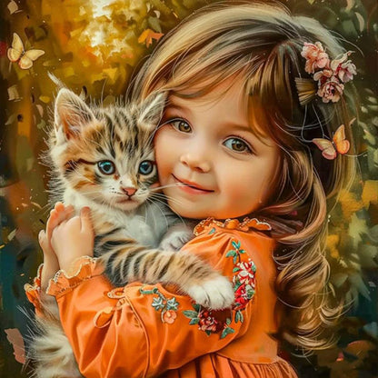 Cute Little Girl - Full Round Drill Diamond Painting 40*40CM