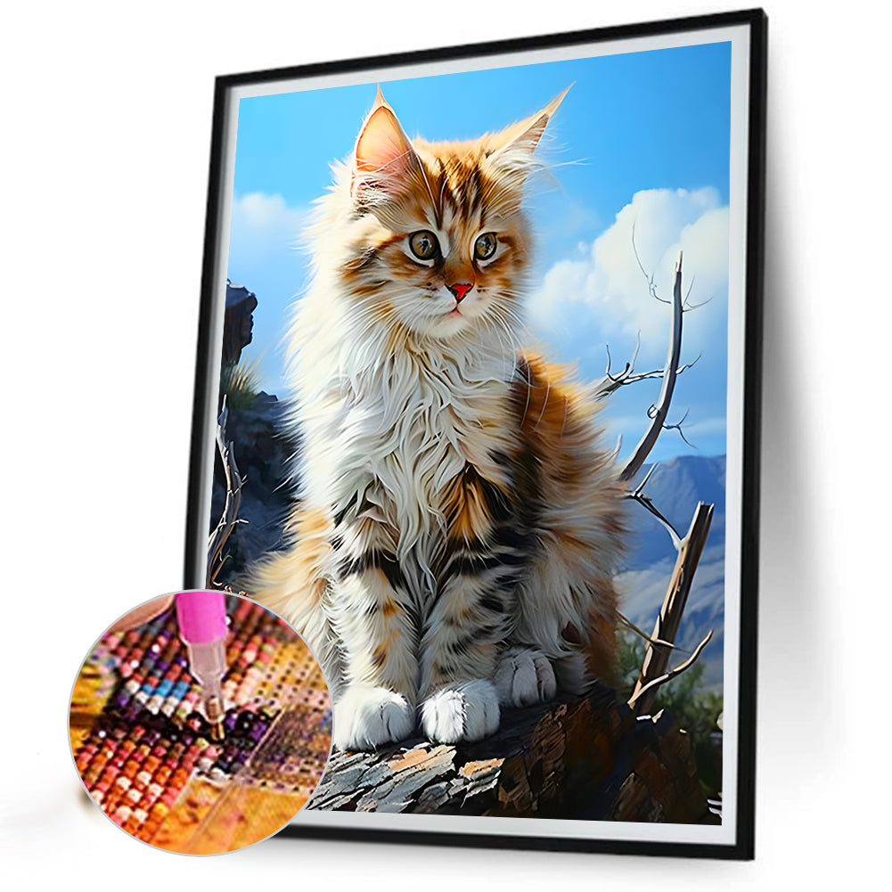 Cat - Full Round Drill Diamond Painting 40*50CM