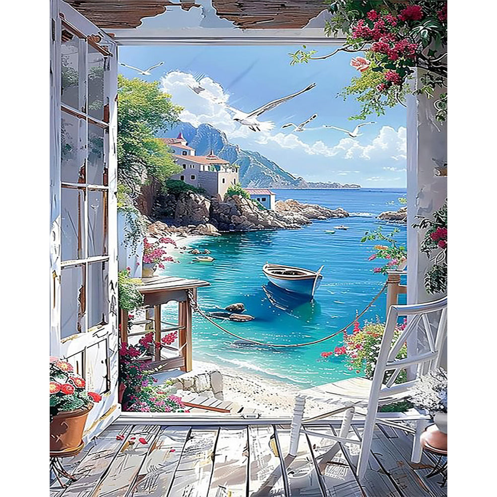 Seaside Scenery - Full Round Drill Diamond Painting 40*50CM
