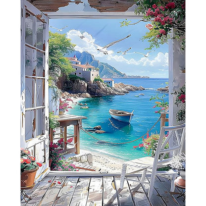 Seaside Scenery - Full Round Drill Diamond Painting 40*50CM