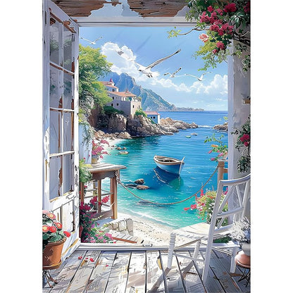 Seaside Scenery - Full Round Drill Diamond Painting 40*50CM