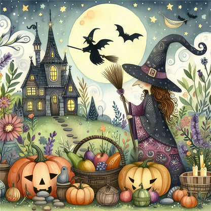 Witch - 11CT Stamped Cross Stitch 50*50CM
