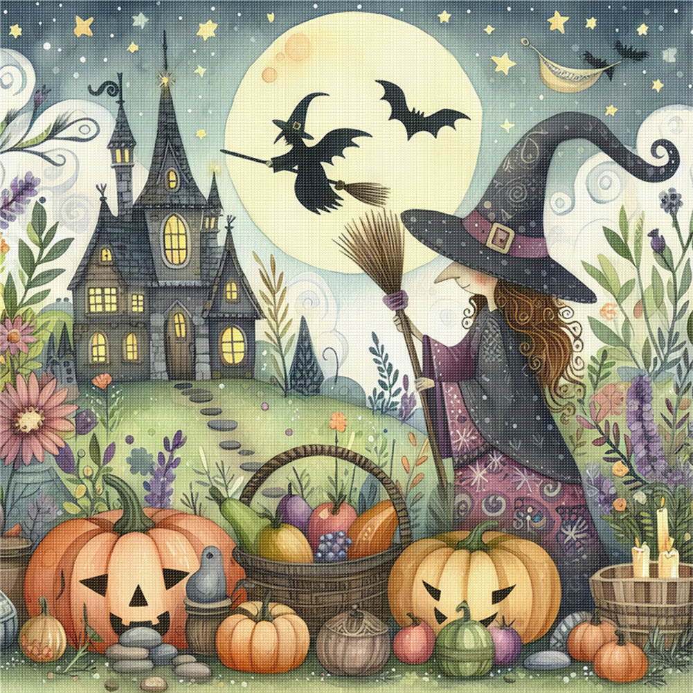 Witch - 11CT Stamped Cross Stitch 50*50CM