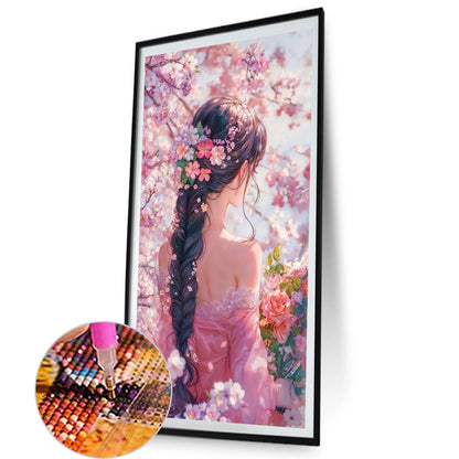 Back View Of Cherry Blossom Girl - Full AB Round Drill Diamond Painting 40*70CM