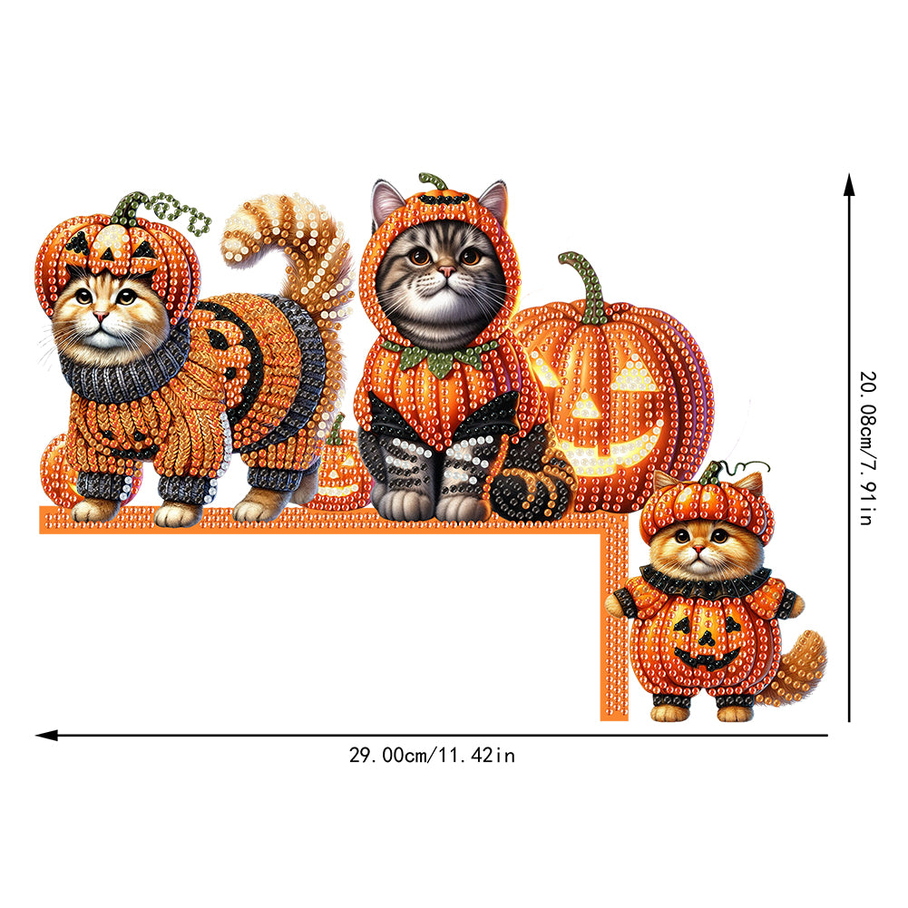 Cat Diamond Art Door Right Angle Sign 5D DIY Wooden Door Topper for Party Favors