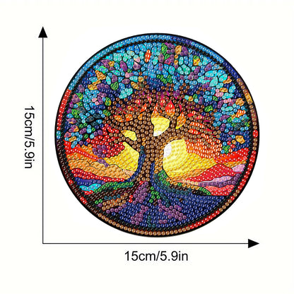 Diamond Crafts Projects Flowers Round Diamond Painting Table Mats for Home Decor