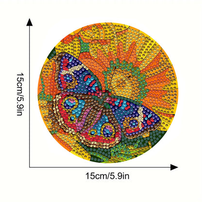 Diamond Crafts Projects Flowers Round Diamond Painting Table Mats for Home Decor