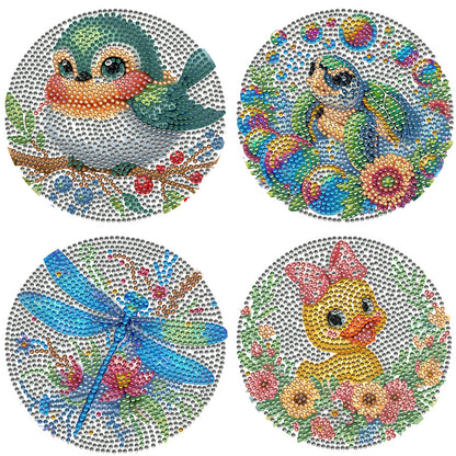 Diamond Crafts Projects Flowers Round Diamond Painting Table Mats for Home Decor