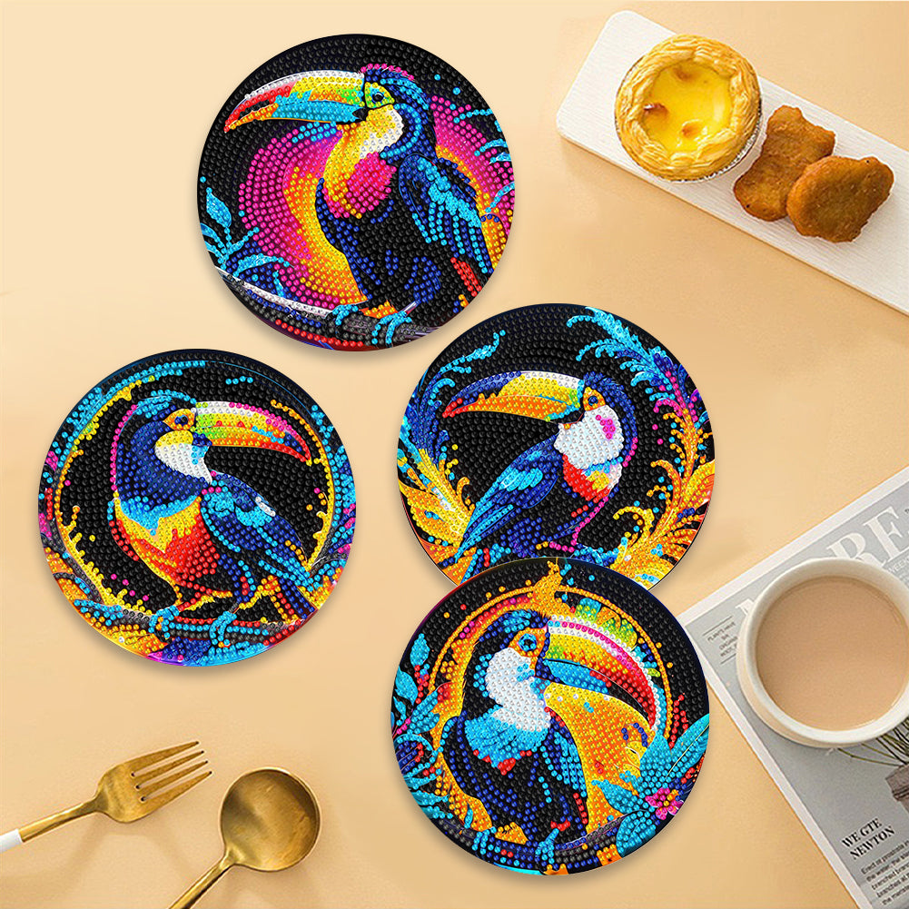 Diamond Crafts Projects Flowers Round Diamond Painting Table Mats for Home Decor