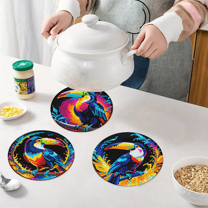 Diamond Crafts Projects Flowers Round Diamond Painting Table Mats for Home Decor