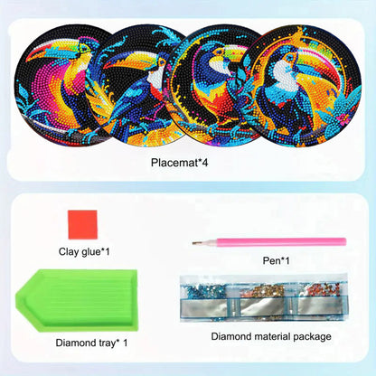 Diamond Crafts Projects Flowers Round Diamond Painting Table Mats for Home Decor