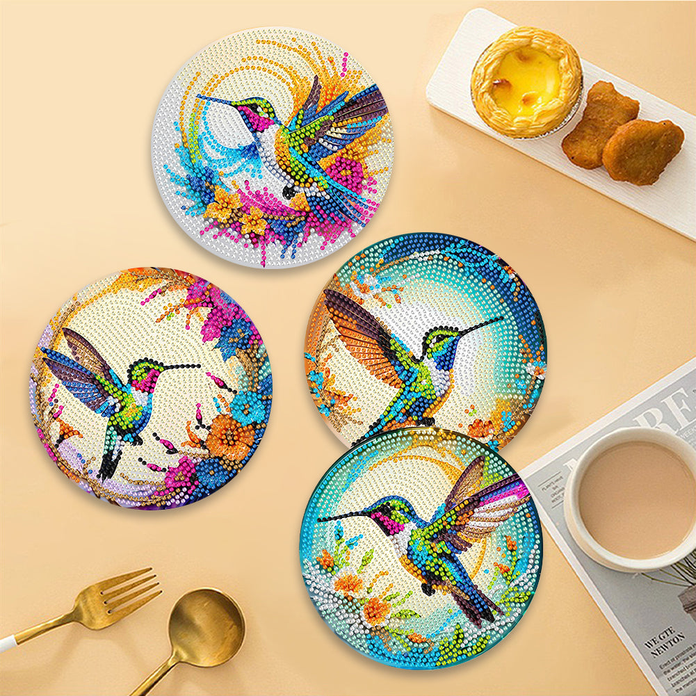 Diamond Crafts Projects Flowers Round Diamond Painting Table Mats for Home Decor