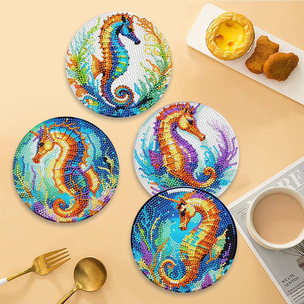 Diamond Crafts Projects Flowers Round Diamond Painting Table Mats for Home Decor