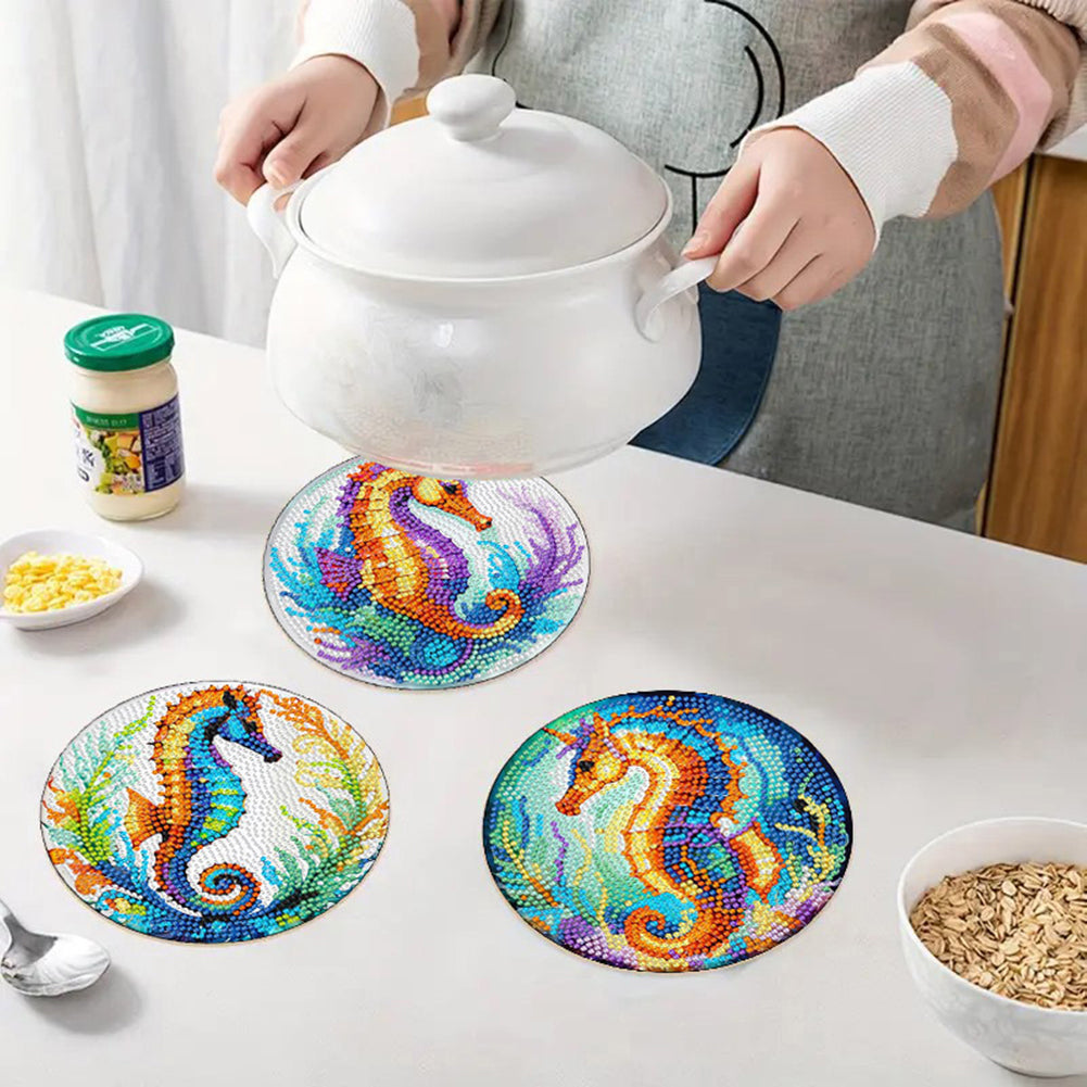 Diamond Crafts Projects Flowers Round Diamond Painting Table Mats for Home Decor
