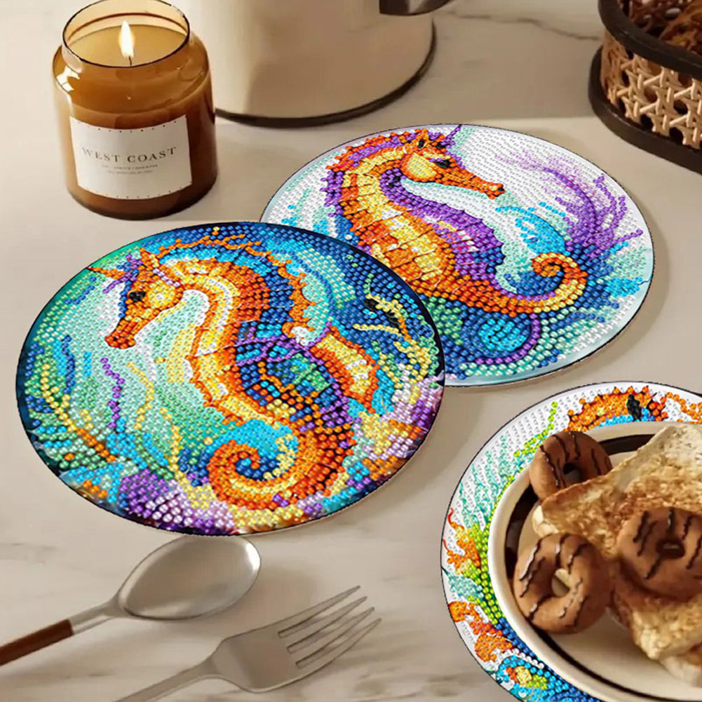 Diamond Crafts Projects Flowers Round Diamond Painting Table Mats for Home Decor