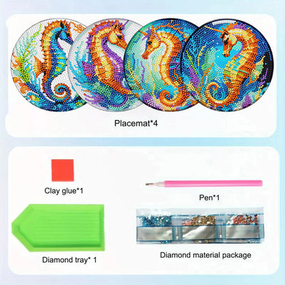Diamond Crafts Projects Flowers Round Diamond Painting Table Mats for Home Decor