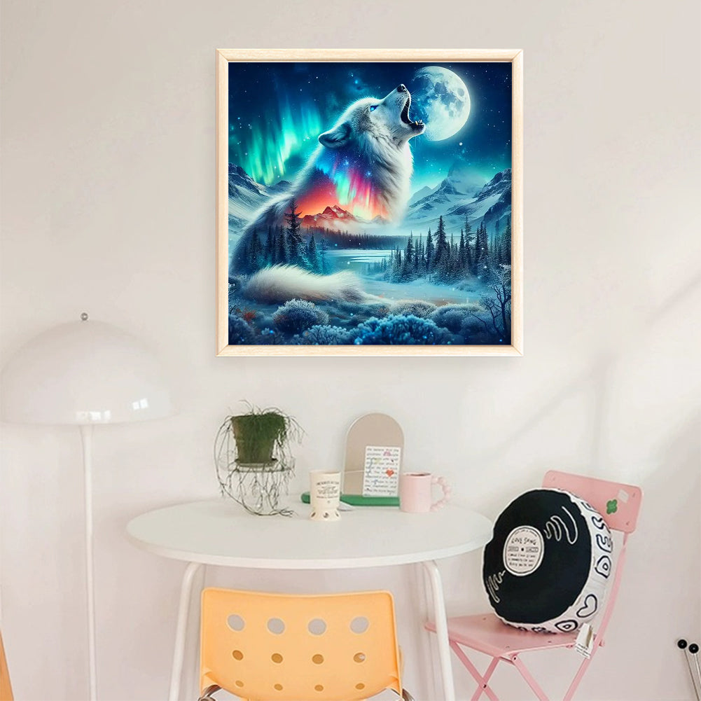 Aurora Wolf - 11CT Stamped Cross Stitch 40X40CM