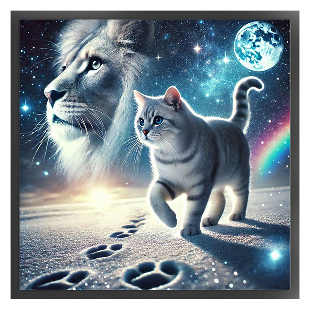 Cat And Lion - 11CT Stamped Cross Stitch 40X40CM