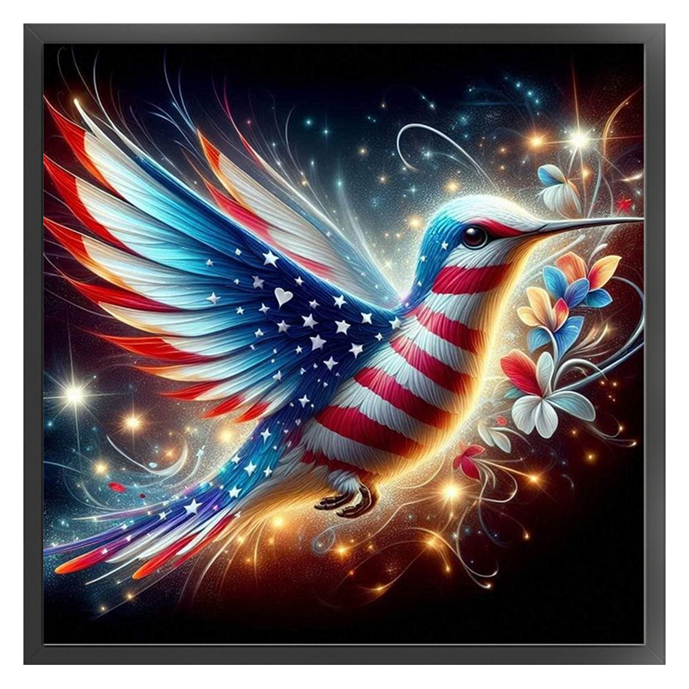American Flag Hummingbird - 11CT Stamped Cross Stitch 40*40CM