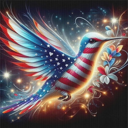 American Flag Hummingbird - 11CT Stamped Cross Stitch 40*40CM