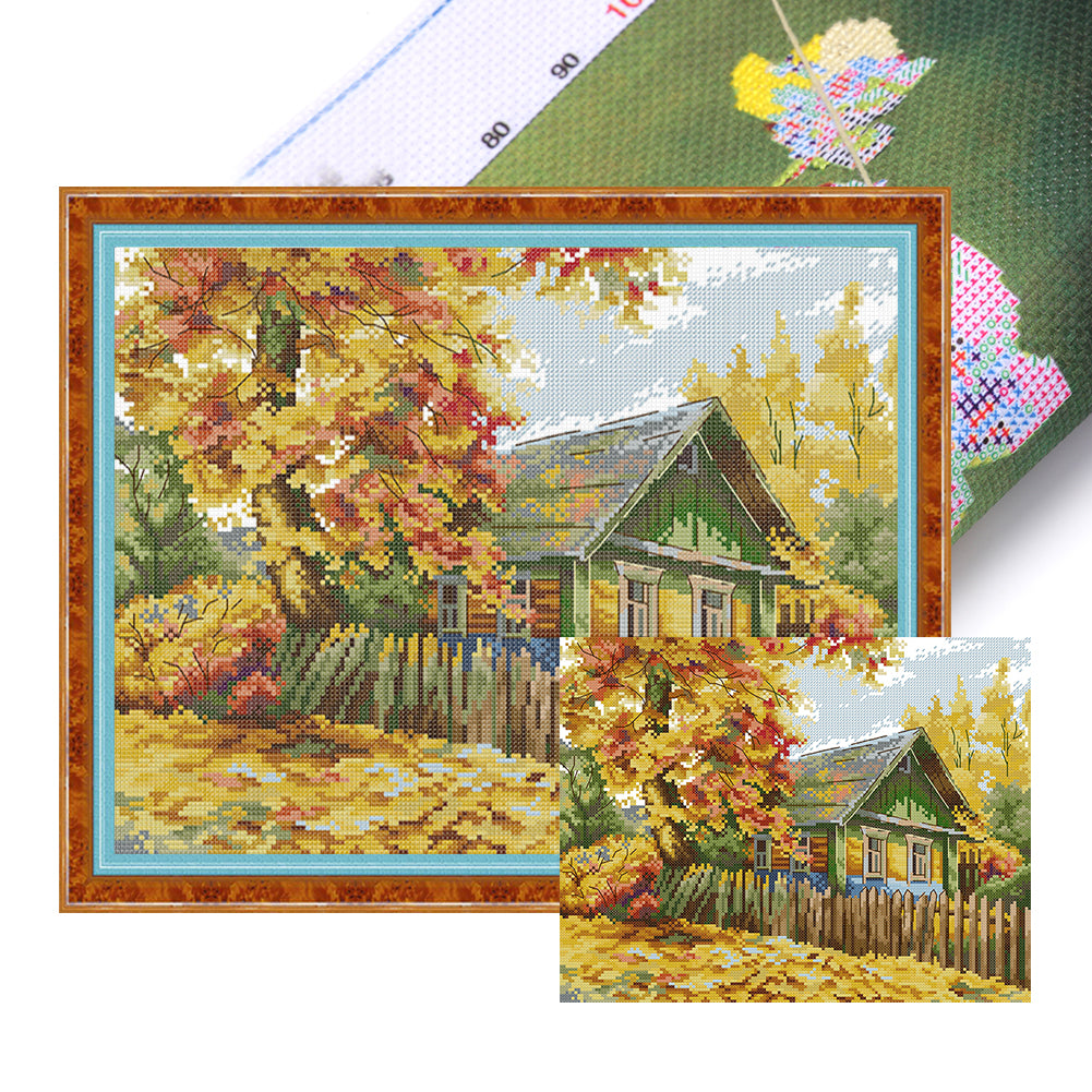 Autumn Cabin - 14CT Stamped Cross Stitch 36*30CM£¨Joy Sunday£©