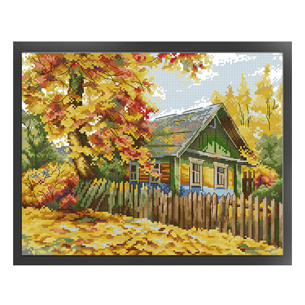 Autumn Cabin - 14CT Stamped Cross Stitch 36*30CM£¨Joy Sunday£©