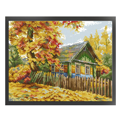 Autumn Cabin - 14CT Stamped Cross Stitch 36*30CM£¨Joy Sunday£©