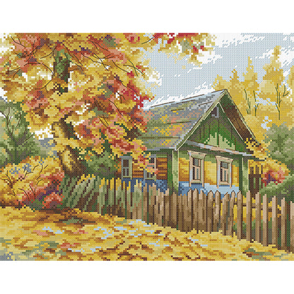 Autumn Cabin - 14CT Stamped Cross Stitch 36*30CM£¨Joy Sunday£©